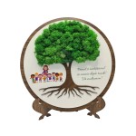 Tablou rotund pentru scoala, decorat cu licheni naturali stabilizati, forma copac, 30 cm